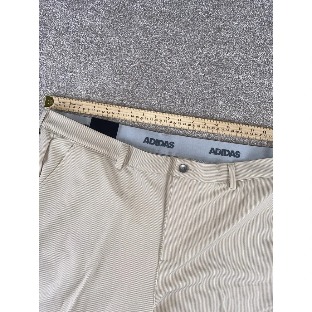 Adidas Beige Khaki Striped Golf Pants Mens 42x30 TNLSTR Wick Performance Stretch
